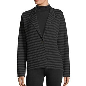 New w/Tags - Eileen Fisher Notch Collar Striped Blazer -100% Merino Interlock, M